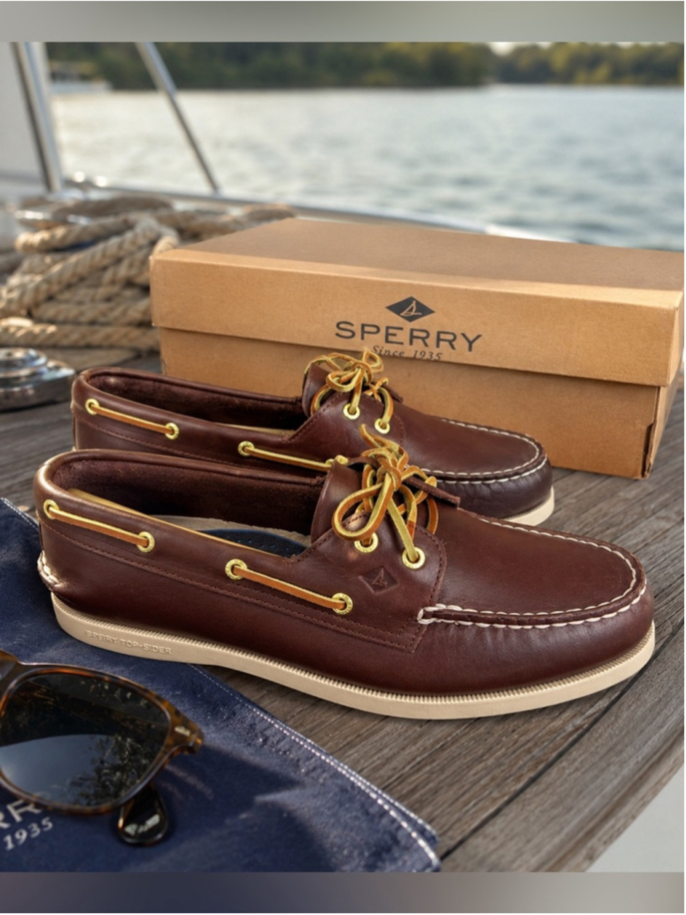Sperry Authentic Original A/O 2 Eye Boat Shoes Brown Leather Women 12 NIB